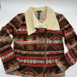 Ralph Lauren Aztec Moto‎ Sweater Jacket, Large